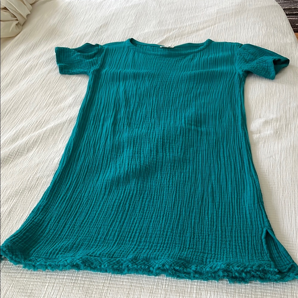 Eileen Fisher Turquoise Organic Cotton Gauze Dress XS